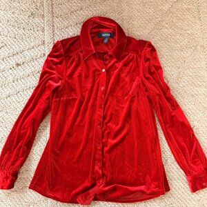 ModCloth Red Velvet Button-up Women's top Small